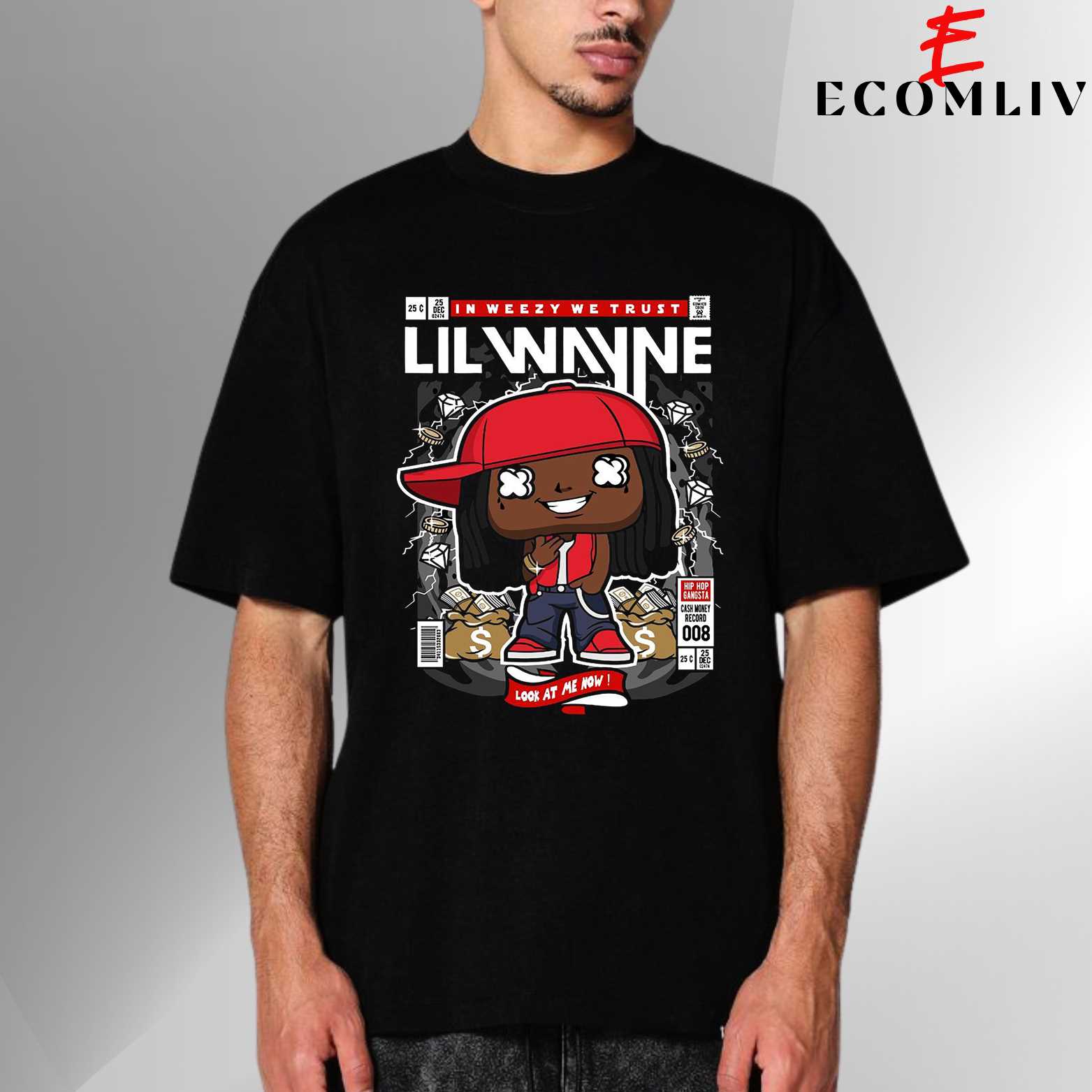 Cartoon Face Tee, Lil Wayne Tee, Rap Icon Shirt
